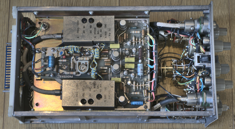 Bottom internal overview of the PM 31419 A sub-assembly that is part of the Philips PM 3410 analog storage oscilloscope.